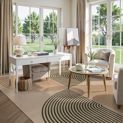 Lahome Modern Rainbow Easy Jute Rug 9x12, Large Nature Rugs for Living Room
