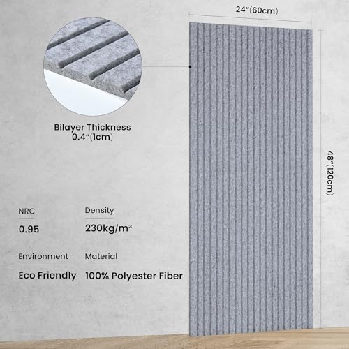 TO-TH Acoustic Wall Panels Large Noise Deadening Panel 5 Pack, Silver Gray