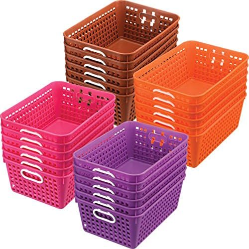 Really Good Stuff Large Plastic Book Baskets, 13.25" by 10" by 5.5"-12-Pack