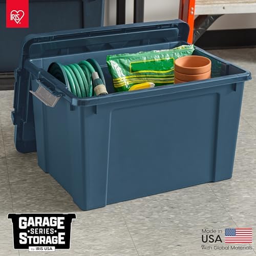 IRIS USA 4-Pack 19 Gal Heavy Duty Lockable Storage Totes with lids, Navy