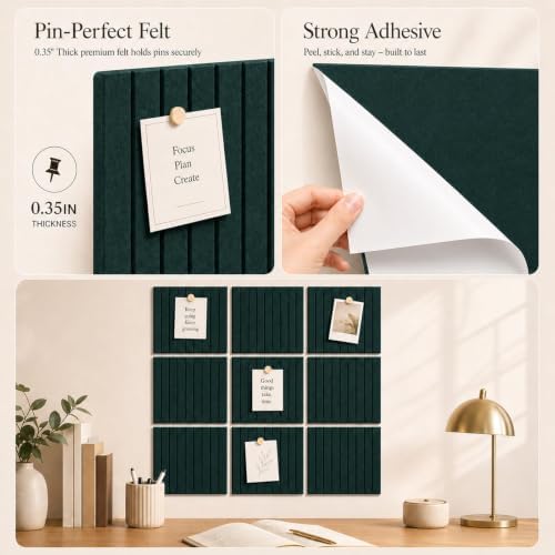 Stripe Felt Bulletin Board Tiles, Cork Board Alternative 48 x 36 in