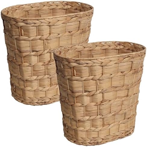 happimess Miles 4.5 Gal Oval Wicker Wastebasket, Natural, Set of 2
