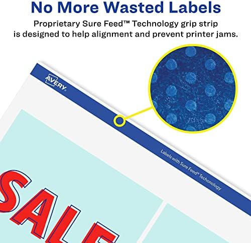 Avery® Printable Durable White Square Labels, Sure Feed® Technology, 4" x 4", Waterproof Labels, Laser & Pigment-Based Inkjet Compatible, 100 Total, Great for Product Branding, Marketing, and More