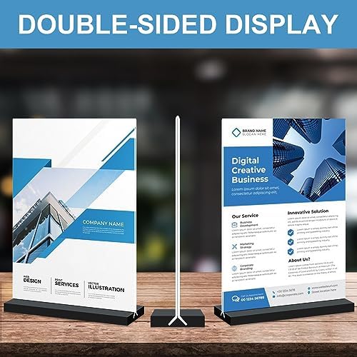 Seencool 8.5x11 Acrylic Sign Holder Vertical Double-sided Tabletop Sign Holder with Black Base, Plastic Picture Frame Paper Holder, Clear Menu Display Stand for Office Restaurant Store Home 4 pack