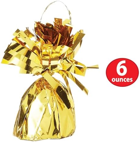 Beistle 50804 GD Metallic Wrapped Balloon Weights, Gold, 6 Ounces, 12-Piece