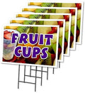 Fruit Cups 5 Pack of 18" x 24" Yard Sign & Stake | Advertise Your Business | Stake Included Image On Both Sides | Made in The USA