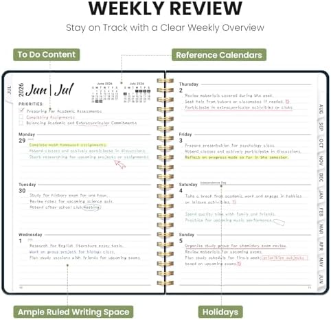 Planner 2026-2027, A5 (6.3" x 8.5") Hardcover Weekly & Monthly Planner July 2026 - June 2027 with Monthly Tabs, Academic Planner for School, Work and Office, Floral Dream