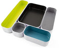 Three by Three Seattle Metal Drawer Organizer Tray Set, 5-Pc, 2" (Assorted) | Deep 2" food-safe metal bins; soft non-scratch base; perfect for kitchen utensils, tools & bulkier drawer items