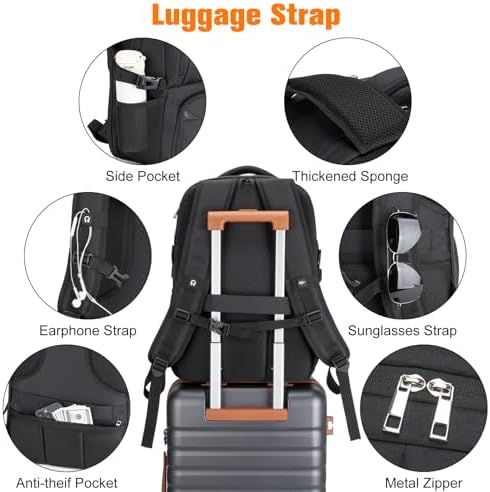 Insulated Lunch Backpack Fit 17" Laptop with Cooler Compartment