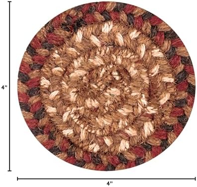 Homespice Gingerbread Braided Coasters for Country Decor, Round 4" Set of 6