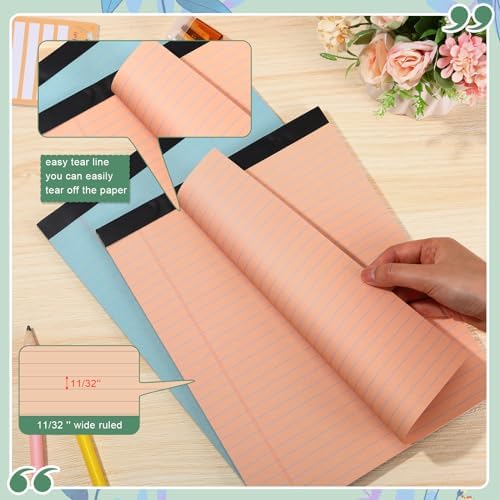 8.5'' x 11'' Colored Legal Pad Writing Wide Ruled, Retro Colors, 8 Pcs