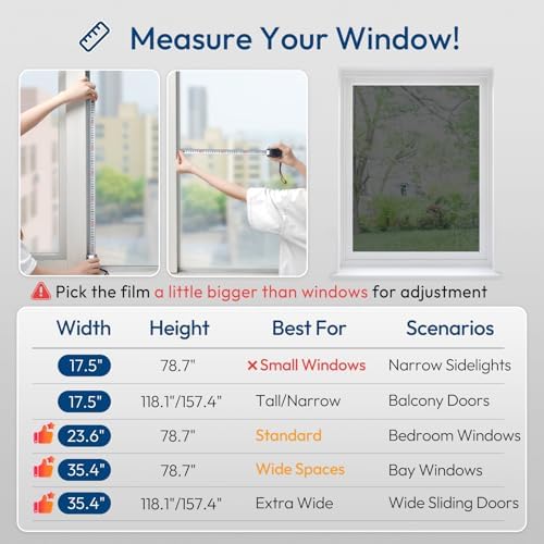 rabbitgoo Window Tint, One Way Privacy Film, Black Silver, 29.5" x 78.7"