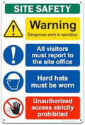 BRIMAR 12 X 18 in Construction Site Safety Sign, Bold Text, Easy Install
