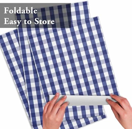 Rustic Navy Blue White Buffalo Check Plaid Pattern Placemat 1PC, Farmhouse Heat Resistant Washable Table Place Mats Cotton Table Linens Party Holiday Decor for Kitchen Dining Outdoor Indoor