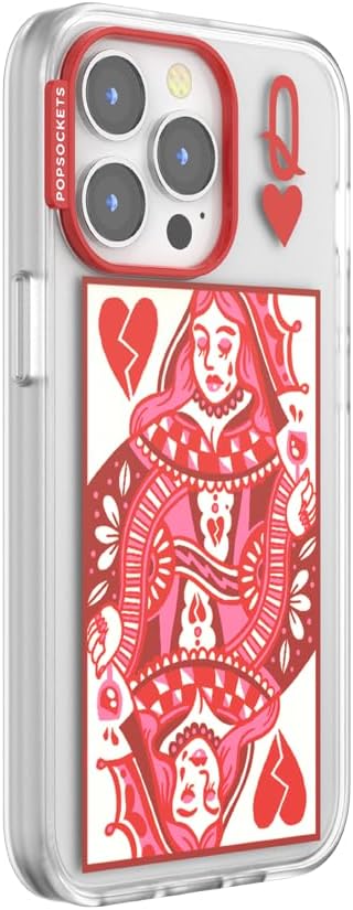 PopSockets iPhone 13 Pro Max Phone Case w/MagSafe- Heart Queen | Magnetic, Wireless Charging, Camera & Drop Protection, Heart, Valentines, Red, Textured