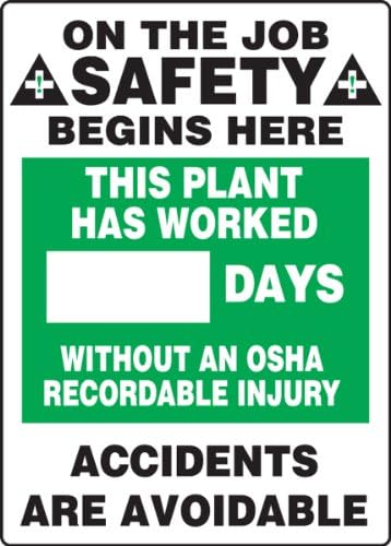 AccuformNMC Write-A-Day Dry Erase Safety Scoreboard Sign