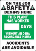 AccuformNMC Write-A-Day Dry Erase Safety Scoreboard Sign