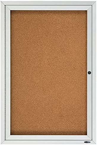 Quartet Bulletin Board, 6' x 4' Enclosed Cork Notice Board, Lockable Swing Doors, Aluminum Frame (2367)