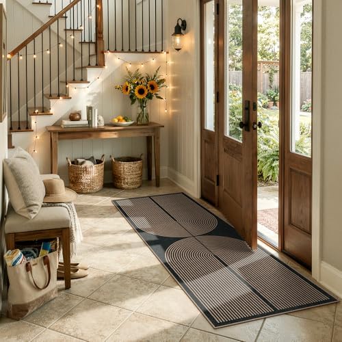 Lahome Rainbow Entryway Runner Rug, 2x6 Washable Easy Jute Kitchen Rugs