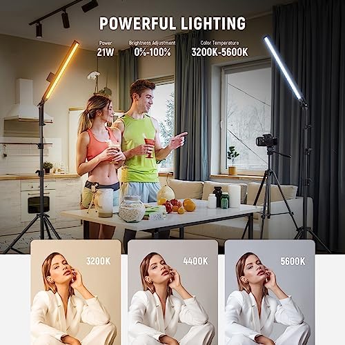NEEWER Upgraded LED Video Light Stick & 2.4G Remote Kit, 2 Pack Handheld Dimmable 3200K~5600K CRI97+ Video Lighting with Stands/Filters/Bag for YouTube Video Recording Photography Gaming, BH20B Black