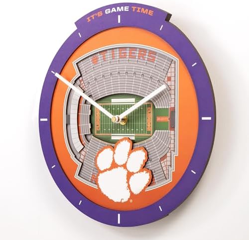 YouTheFan NCAA Clemson Tigers StadiumView 3D Wall Clock
