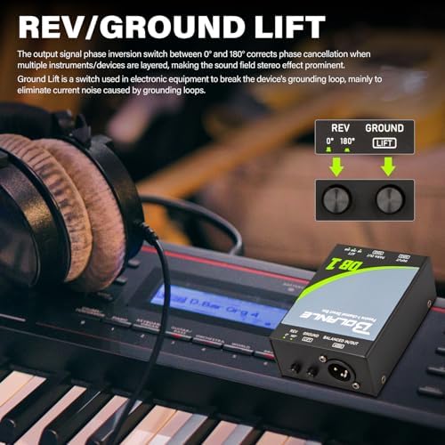 Bolanle DB1 Passive 1-Channel DI Box, Reamp Hum Eliminator XLR Mono