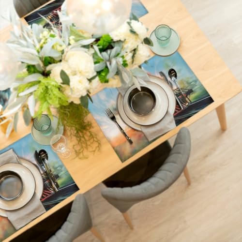 Placemats Set of 4 Washable Linen Place Mats Cloth Table Mats 12x18 Inch