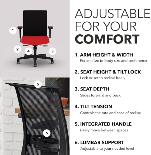 HON Convergence Ergonomic Office Chair, Office Desk Computer Chair, Ruby