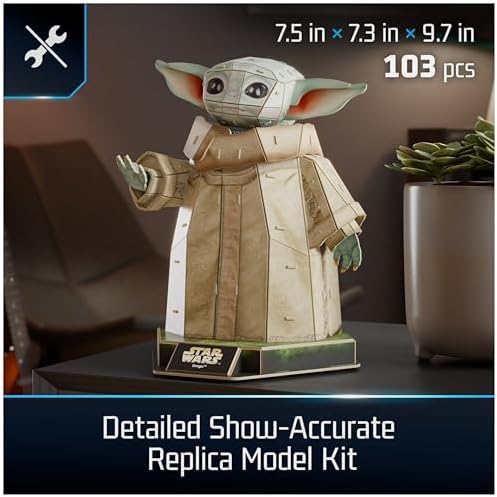 4D Build, Star Wars Grogu 3D Model Kit, Star Wars Collectibles & Desk Decor, Adult Puzzle, Building Toys, 103 Pieces, 3D Puzzles, Gift Ideas for Ages 12 & Up