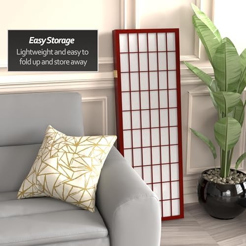 4 ft. Short Window Pane Shoji Screen - Rosewood - 4 Panels