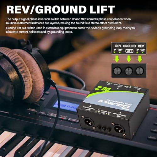 Bolanle DB2 Passive 2-Channel DI Box, Reamp Hum Eliminator XLR Stereo