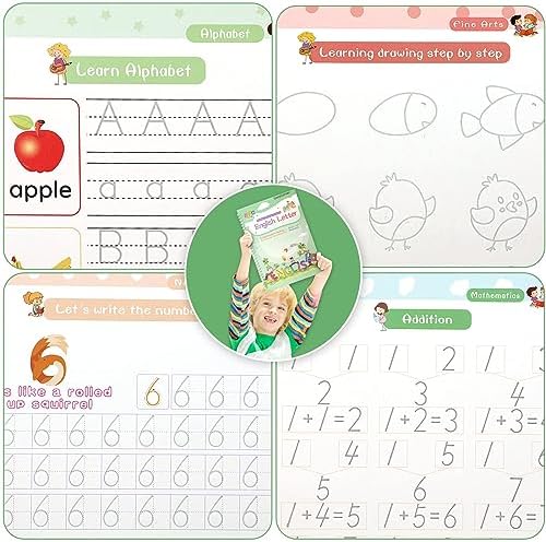 Magical Handwriting Workbooks Handwriting Practice Copybook, Handwriting Aid Magic Pen Reusable Copybook Grooves Template Design for Children Books Suitable for Children's Learning (4)