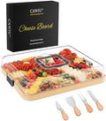 CAWIU Large Charcuterie Board with Lid, Portable Cheese Board & Snack Tray