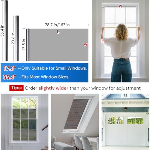 Homein Window Tint for Home with Tools, One Way Window Film, Black Silver