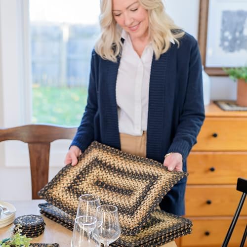Homespice Kilimanjaro Jute Braided Placemats, Rect 13x19 Set of 6