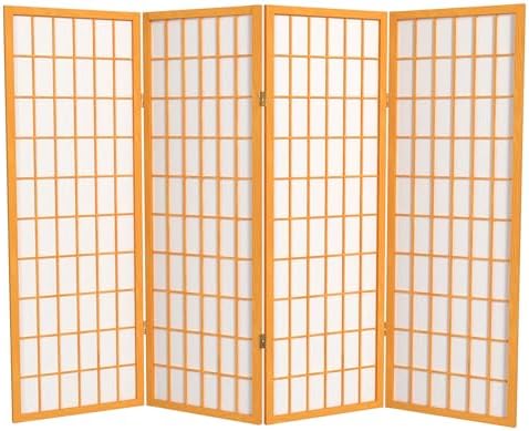 4 ft. Short Window Pane Shoji Screen - Honey - 4 Panels