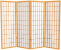 4 ft. Short Window Pane Shoji Screen - Honey - 4 Panels