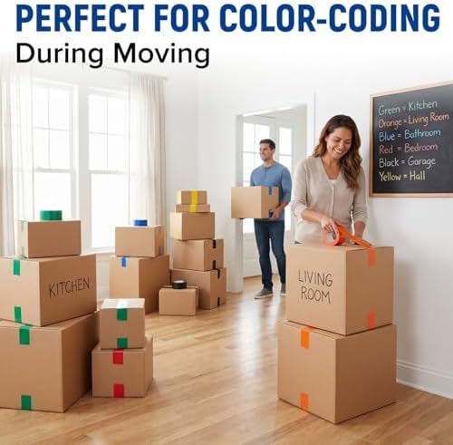 3" x 110 Yards Blue Packing Tape, 2 Rolls - 2.0 Mil Carton Sealing Tape