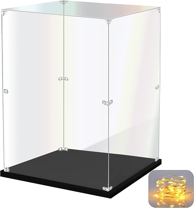 KOLIPI Acrylic Display Case for Collectibles, Clear Display Box 10x6x14 in | Plexiglass Box for Lego Figures Dolls Models, Dustproof Protection, Stable and Stackable, Assembly Required