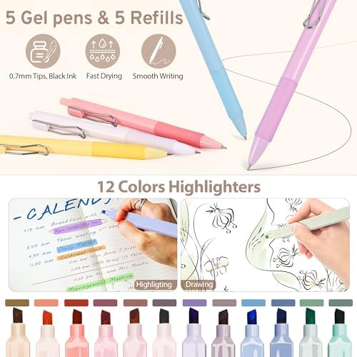 DazSpirit 62PCS Aesthetic Stationery Set with Foldable Pencil Case, Pink