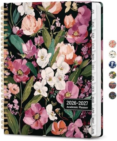 Large Planner 2026-2027, A4 (8.5" x 11") Hardcover Weekly & Monthly Planner July 2026 - June 2027 with Monthly Tabs, Academic Planner for School, Work and Office, Blush Garden