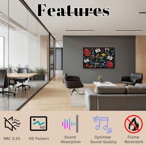 8 Pack Art Acoustic Panels Sound Absorbing Colorful Back to School Chalkboard Supplies Decorative Soundproof Wall Panels Self Adhesive for Home Recording Studios 48"x32"