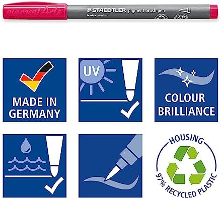 STAEDTLER Pigment Arts Brush Pen: 12 Count, Portrait Colors, Fiber-Tip Pens With Brush Nib, Permanent, Waterproof, No Bleed Pens for Journaling, Coloring, Hand Lettering, Mixed Media