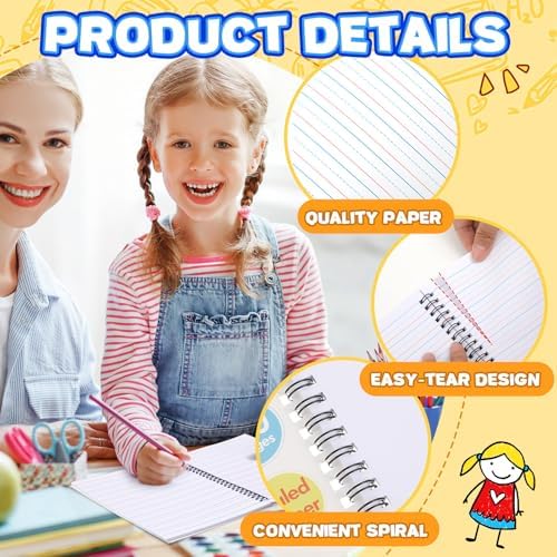 Henoyso 4 Pack Spiral Primary Composition Notebook for K-2, 100 Pages