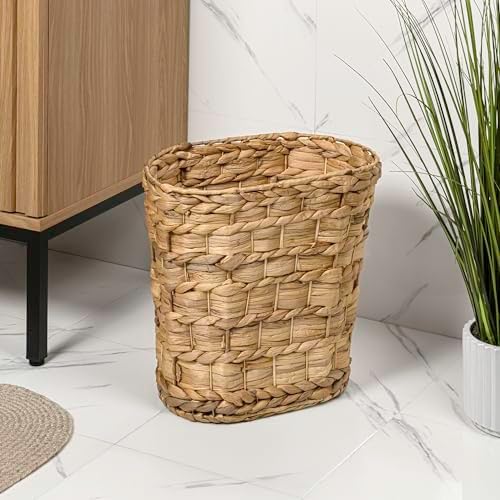 happimess Miles 4.5 Gal Oval Wicker Wastebasket, Natural, Set of 2