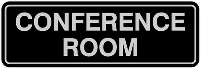 Standard Conference Room Sign - Black/Silver - Small 10 Pack