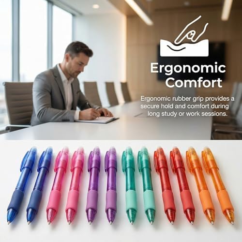 Volcanics Erasable Gel Pens, 0.7mm Medium Point, 6 Colors, 36 Pack | Colored Gel Ink Pens Erasable With Caps, Assorted Colors For Planner, Note Taking, Journaling And Office Supplies