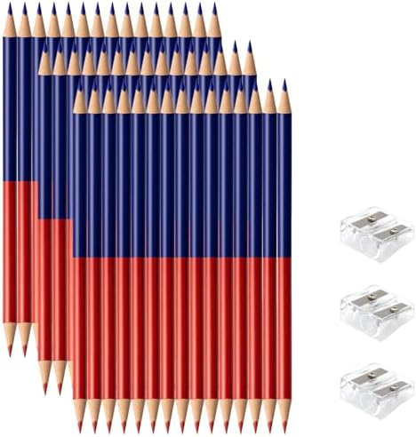 50 PCS Checking & Grading Pencils, Red and Blue Double Ended Erasable Pencils with Sharpeners, Pre-Sharpened #2 HB Back to School Supplies for Teachers, Testing, Office & Map Marking(50)