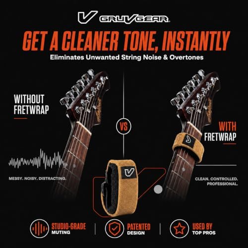 Gruv Gear Fret Wrap & Guitar Mute, Fretwrap for Acoustic, Electric & Bass | String Dampener Recording, Tapping & Practice Accessory (1 Pack, Extra Large Maple, Fits 7-12 String Bass, Extended Guitar