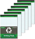 KAISA Graph Paper Legal Pads Writing Pads 6 pad 300 Sheets Recycled Paper 8.5"x11.75" Quad Ruled 4x4 Perforated 50sheets/pad Grid Paper Notepads Writing Tablet White For Office Supplies (White 6pad, 8.5x11.75'')